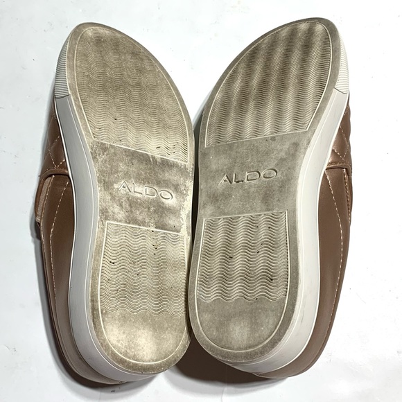 Like New Aldo Rose Gold Quilted Slip On Semi Platform Loafer Size 6 - Picture 9 of 11